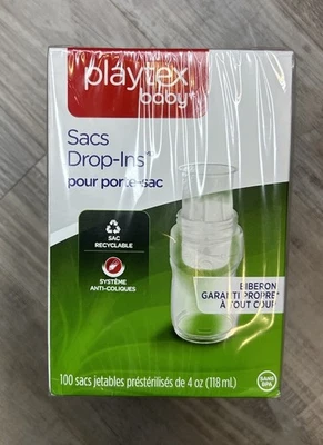 Playtex Baby Drop-Ins 100 LINERS for Nurser Bottles 4 oz New Discontinued - Image 1 of 4