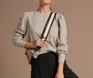 EVEREVE Stacy Heather Pullover Oatmeal Puff Sleeve Women’s Size Small S NEW! - Picture 1 of 7