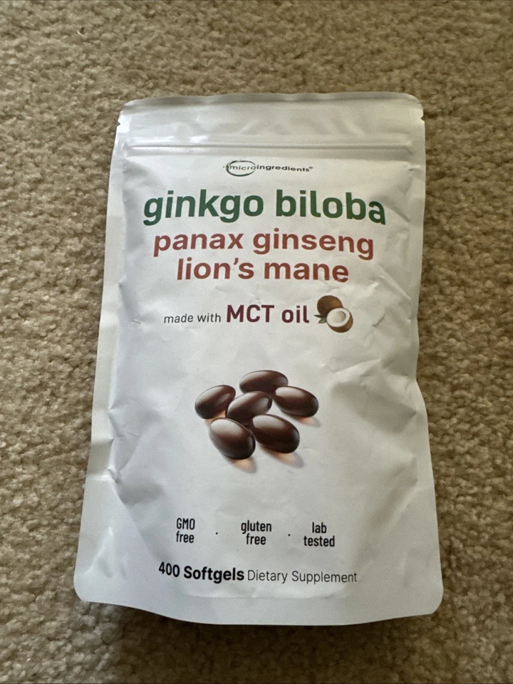 Ginkgo Biloba 5600 mg con ginseng y melena de león cerebro y soporte de memoria 400 cápsulas blandas Foto 1 de 1