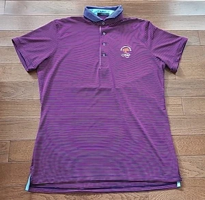 Greyson Polo Golf Shirt Pink Blue Striped Performance Kiawah Island Large - Picture 1 of 9