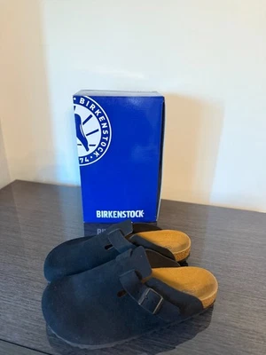 Zueco Birkenstock Boston negro gamuza cuero topo plantilla suave unisex 37-45 ¡NUEVO! Foto 1 de 4