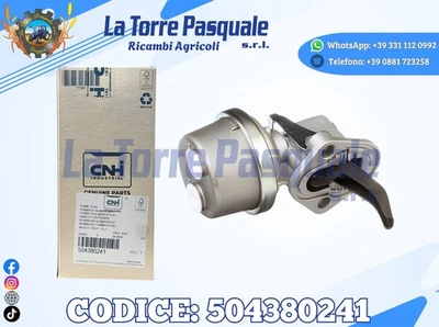 POMPA ALIMENTAZIONE GASOLIO FIAT 504380241 TL70A TL80A TL90A ECC ORIGINALE CNH - Immagine 1 di 4