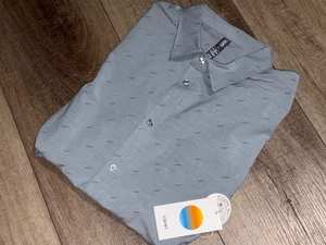 Camicia uomo VUORI Bridge manica corta con bottoni XL Light Cloud Dagger nuova con etichetta - Foto 1 di 14