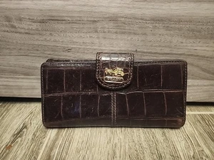 Cartera Larga COACH Cuero Cocodrilo Repujado Marrón - Imagen 1 de 7