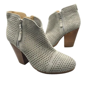 Rag & Bone women Ankle Boots Margot Gray Suede Perfo Heeled Side Zippers 7.5 38 - Picture 1 of 9