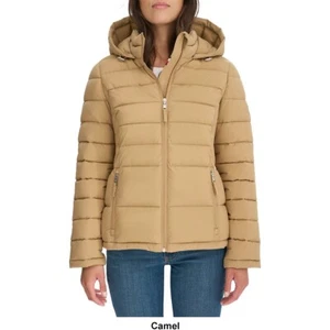 Tommy Hilfiger Women Short Lightweight Puffer Jacket Down Coat Brown Size L - Picture 1 of 5