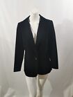 Black velvet unlined blazer with collar, long sleeves, pockets & button front 12