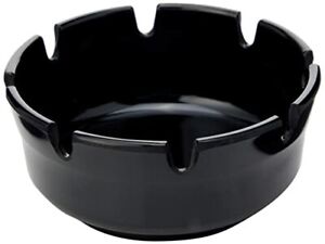 Ashtray - Round Plastic - Black, 10Cm