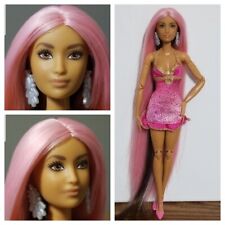 OOAK Barbie Custom Doll Made to Move Body Reroot Long Pink/Brown Hair Beautiful 