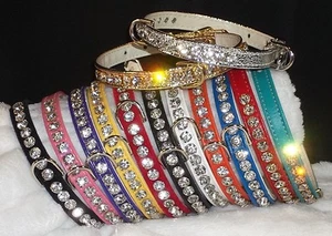 Rhinestone Luxury Dog Collars Bling! Quality Genuine Crystal Jewels small pet - Picture 1 of 9