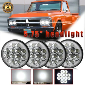 4PCS 5 3/4 5.75" LED Crystal Headlights Hi/Lo Beam Projector H4 for GMC Truck - Foto 1 di 10