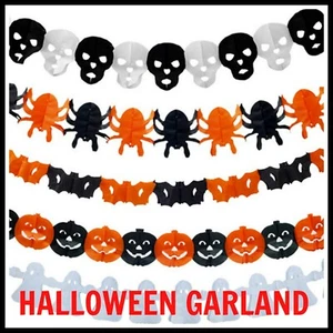 Halloween Garland Pumpkin Ghost Bat Skull Banner Halloween Party Decorations - Picture 1 of 3