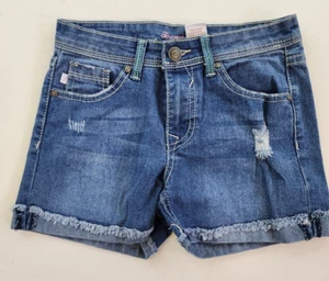Tommy Bahama Shorts Girls 12 Stretch Coastal Preppy Distressed Blue Denim - Picture 1 of 8