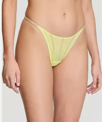 Calcinha tanga Victoria's Secret MÉDIA *MUITO SEXY* BRILHO TRANSPARENTE *brilho limão* tamanho M - Imagem 1 de 3
