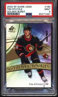 2020-21 SP Game Used Golden Burst #160 Tim Stutzle RC Rookie PSA 9 MINT 146/299 - Image 1 of 2
