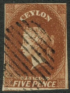 1857 Ceylon SG5 5d Chestnut 4m Ex Lionheart Very Fine Used Cat. £150.00 - Picture 1 of 1