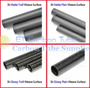 3K Carbon Fiber Tube OD 20 21 22 23 24 25 26 27 28 29 30 32 - 40 44 50x L500MM  - Picture 1 of 9