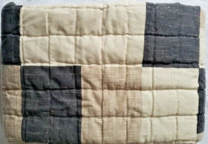 West Elm Natural Patchwork Quilted King Sham Natural 100% Cotton Hand Stitched - Picture 1 of 7