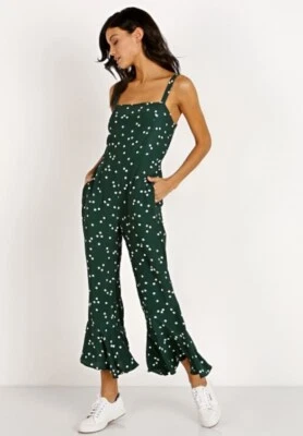 Mono Revolve X Faithfull The Brand Lea Verde Blanco Lino Talla 4 Foto 1 de 4