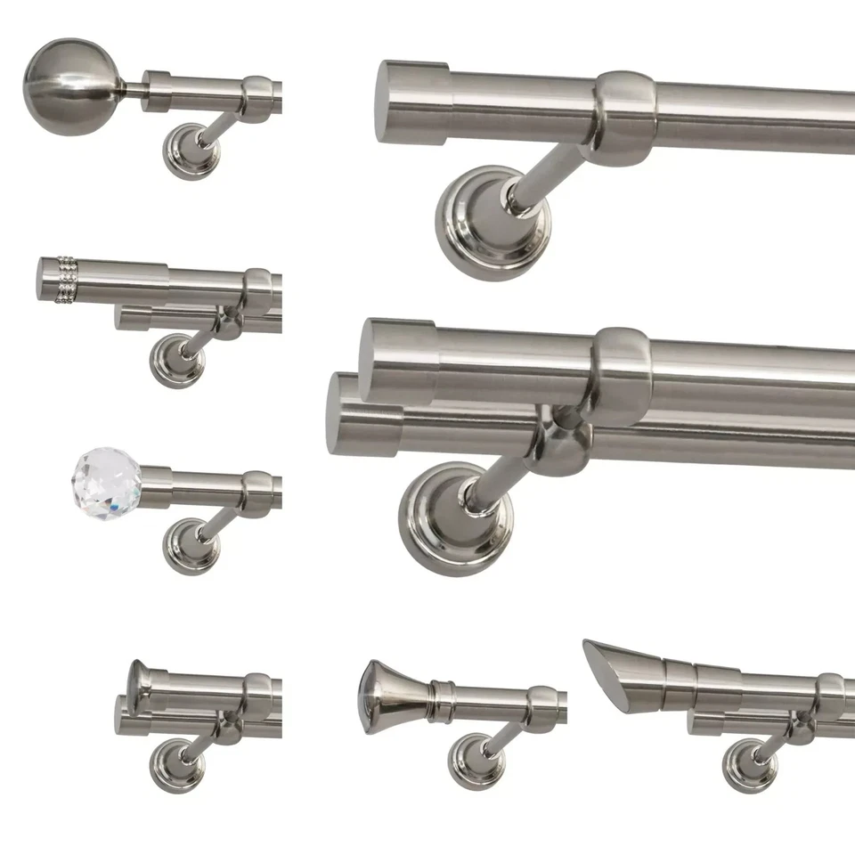 Asta per Tenda / Bastone Doppia & Singola Acciaio 19 mm SET Terminali ROLLMAXXX - Immagine 1 di 1