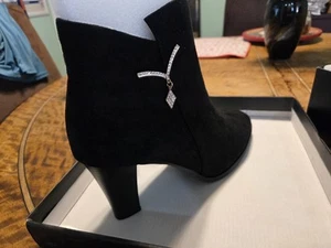 Incfaddy Black Suede Ankle Boots Size 10 - Picture 1 of 14