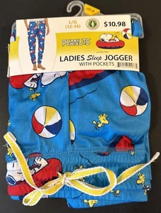 Womens Snoopy & Woodstock Joggers Sleep Pants Pajama Bottoms Large (12/14) Pool - Picture 1 of 4