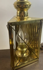 Vintage Brass Ship Lantern Nautical Hanging Lamp Triangle 3 Sides Brenner Kosmos - Picture 1 of 10