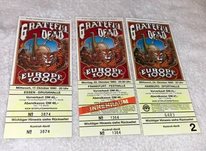 Grateful Dead 3 UNUSED 1990 TICKETS Europe Hamburg Germany Jerry Garcia EPHEMERA - Picture 1 of 10