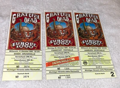 Grateful Dead 3 UNUSED 1990 TICKETS Europe Hamburg Germany Jerry Garcia EPHEMERA - Image 1 of 4