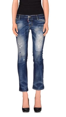 Dsquared2 2 (40) Low Rise Distressed Cropped Blue Denim Jeans Pants Women’s - Image 1 of 4