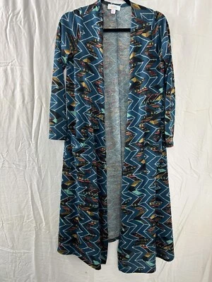 Lularoe Open Duster Cardigan Geometric Long Sleeve Pockets Size Small - Image 1 of 4
