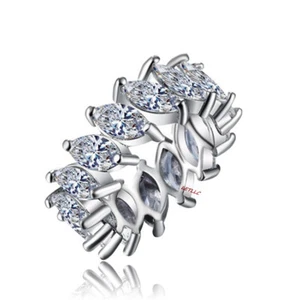 Anillo 7cttw Circonio Circonio Enchapado en Oro 18K Marquesa Eternidad Banda de Boda Blanco 7 8 9 Novia - Imagen 1 de 9