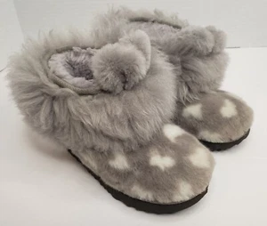 Girls UGG Fuzzy Bunny Ears & Tail Boots Gray & White Size 11 - RARE - Picture 1 of 13