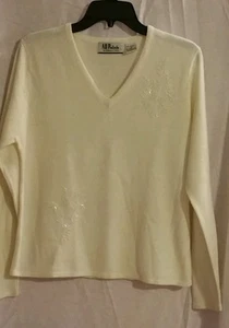 All Points klassischer leichter Pullover mit V-Ausschnitt 100 % Acryl elfenbeinfarben Gr. M - Bild 1 von 4