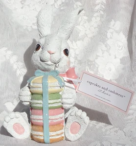 Cupcakes and Cashmere EASTER BUNNY Rabbit MACARONS Figure Decor PASTELS NEW - Picture 1 of 8