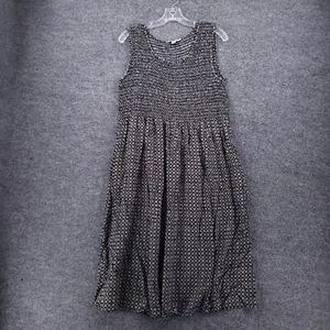Croft Barrow Dress Womens XL Black Midi Floral Sleeveless Smocked A Line Stretch - Picture 1 of 11
