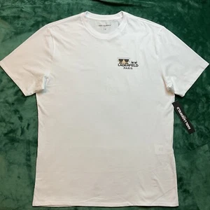 KARL LAGERFELD Men’s Short Sleeve T-Shirt Paris Size LARGE White w/Black NEW - Picture 1 of 12