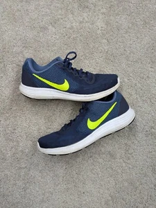 Nike Revolution 3 Shoes Mens 10.5 Navy Blue Hi Vis Mesh Running 819300-401 - Picture 1 of 12