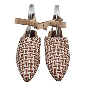 Jefferey Campbell Khaleesi gewebte Damen-Pantoletten zum Binden Größe 8 braun beige weiß - Bild 1 von 11