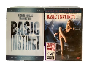 Unrated Basic Instinct & Part 2 Unrated 2 DVD LOT Michael Douglas Sharon Stone - Picture 1 of 2
