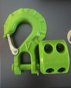 Heavy Duty Winch Hook Grade70 3/8" Safety Steel Latch Winch Hook & Stopper Green - Picture 1 of 5