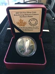 2017  RCM; Birds Among Nature's Colours; Nrthern Flicker  99.99 Silver, $10 Coin - Foto 1 di 9