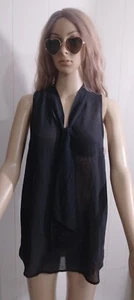 Camicia blusa top scollo a V nera No Boundaries donna L/G senza maniche Bl.5 - Foto 1 di 7