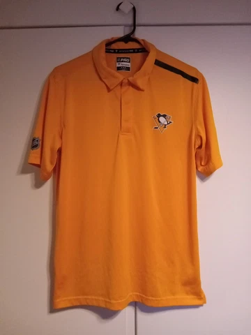 Pittsburgh Penguins NHL Short Sleeve Polo Top 1/4 Snap Button Men's Size Medium Cover