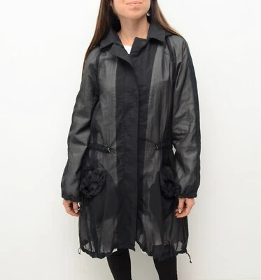 Chaqueta Abrigo Parka Para Mujer RARA Annette Gortz Malla Negra Talla 36 ~S-M Foto 1 de 4