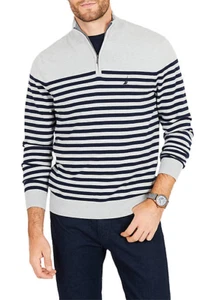 Nautica Half-Zip Mockneck Striped Navtech Sweater (2XL) - Picture 1 of 3