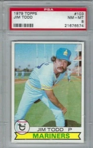 Tarjeta de béisbol Topps 1979 #103 de Jim Todd, Marineros de Seattle clasificación PSA 8 - Imagen 1 de 1