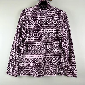 Lands' End Gr. XL Mädchen weiß rot 1/4 Slip Fair Isle Schneeflocke weicher Fleece - Bild 1 von 6