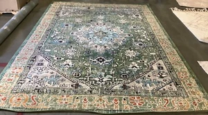 GREEN / TURQUOI 9'-0" x 12'-0" Back Stain Rug Reduced Price 1172674304 MAD474Y-9 - Picture 1 of 4