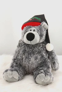 Harley Davidson EE. UU. 12” Oso de Peluche Gris con Sombrero de Navidad de Cuero - Imagen 1 de 5